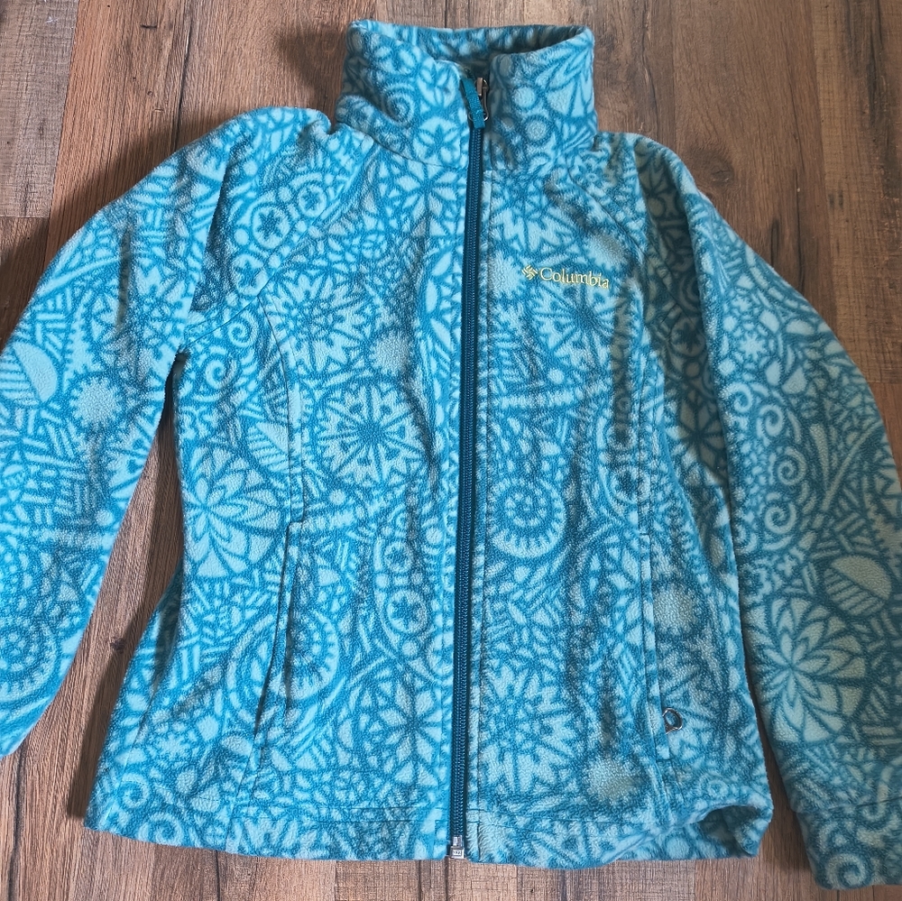 Columbia Blue Patterned Fleece Jacket